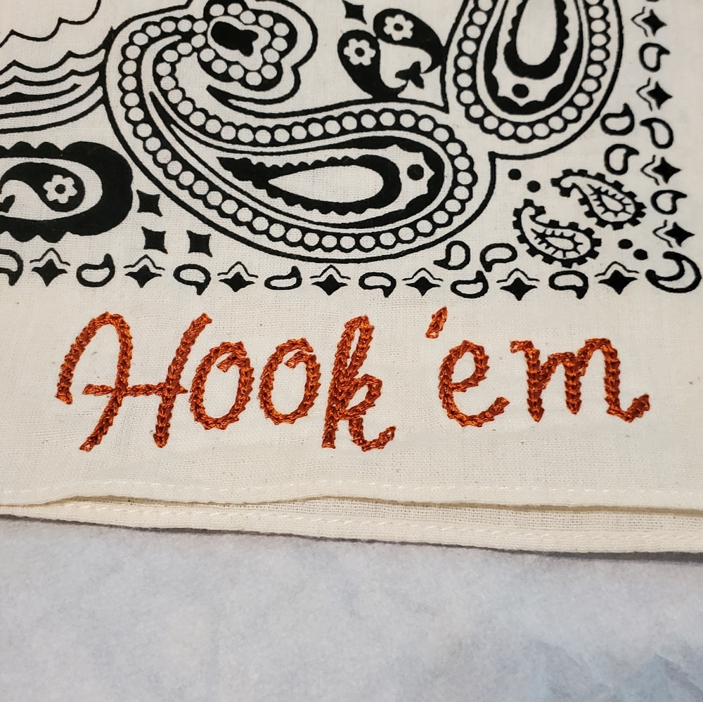 Handmade Embroidered Bandana With Team Logo Or Saying Texas UT Hook Em